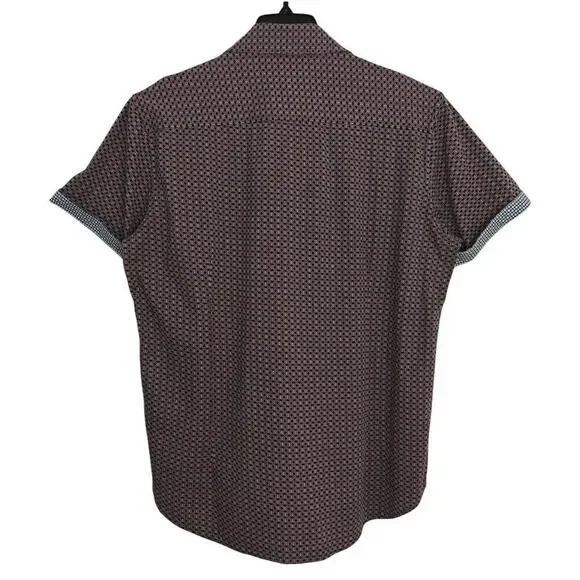 ButterCloth Button Front Shirt Mens Large Geo Commuter Office Career Flip Cuff - Picture 7 of 8